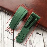 Suitable for Rolex Watch Strap Flat Mouth Original Rubber Silicone Black Green Blue Water Ghost Brac