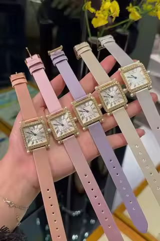 New 2025 Women Luxury Rose Retro Watch Arabic Numbers Roman Quartz Clock Vintage Square Diamond Ribb
