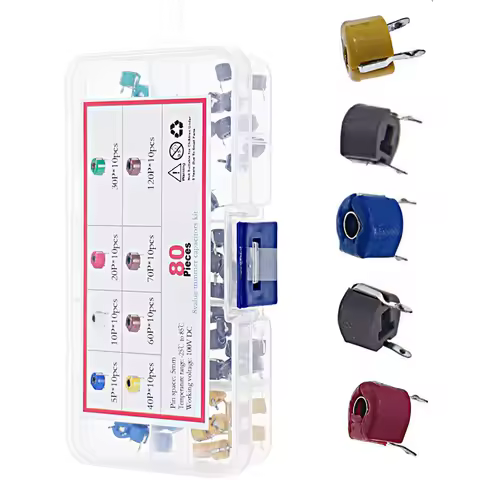 80Pcs 8value *10pcs 6mm 5pf 10pf 20pf 30pf 40pf 60pf 70pf 120P Adjustable Capacitor Variable Capacit