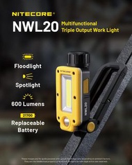 NITECORE NWL20 600 流明 射程93 米 5000mAh 可充電鋰電池 手電筒Flashlight