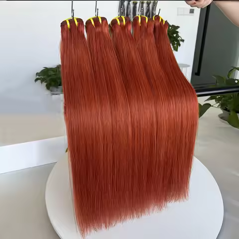#350 Orange Ginger Colored Straight Human Hair Bundles 16-28inch 100% Real Virgin Human Hair Extensi