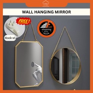 Ins Style Wall Hanging Round Mirror Makeup Decorative Hotel Cafe Living Room Besar Cermin Bulat Dinding Gantung 挂墙镜子