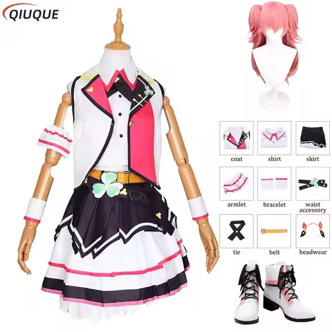 PJSK MORE MORE JUMP Momoi Airi Cosplay Costume Wig Shoes Women Halloween Carnival Party Dress Unifor