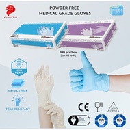 Biomedia Powder-Free Medical Grade Nitrile Glove / Latex Glove Disposable Gloves Blue White Ambidextrous Glove