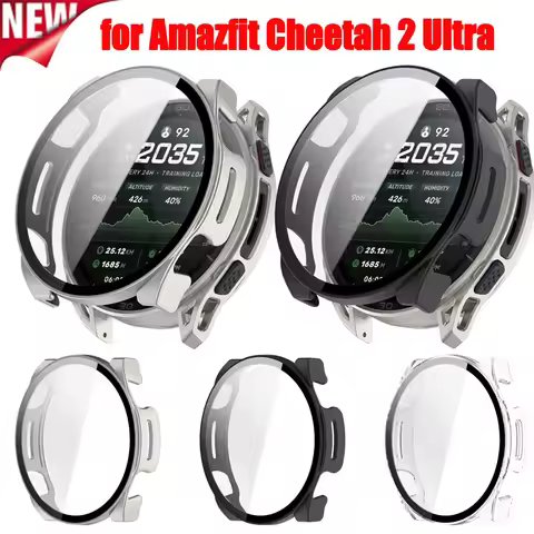 Case for Amazfit Cheetah 2 Ultra Full Coverage Tempered Glass Screen Protector for Amazfit Cheetah 2