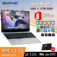 BYONE 15.6-inch Laptop IPS Screen Intel N5095 16GB RAM 1T SSD Laptop Computer Murah Gila Windows 11 Pro Gaming Laptop