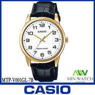 นาฬิกา รุ่น MTP-V001GL Casio นาฬิกาข้อมือ ผู้ชาย สายหนังสีดำ รุ่นMTP-V001GL-1Bดำ MTP-V001GL-7B ขาวMT