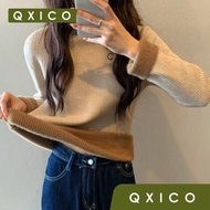 Qxico Model CS144 Long-Sleeved Knitted Sweater With A Boat Neck And Fur Lining