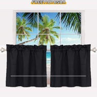 FREEYIO785BH Short Blackout Curtain, Pure Color Washable Short Tier Curtains,  for Small Window Trea