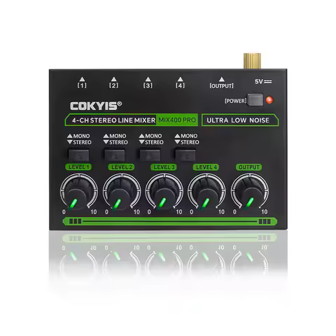 Mix400 Pro 4 Channel Professional Sound Mixer With RGB Light Mini Audio Mixer Line Mixer Small Audio