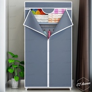 Almari baju wardrobe Almari Plastik Rak Baju Rak barang T-shape Large Capacity Zipped Wardrobe with Spacious Storage