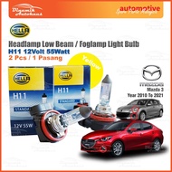 Mazda 3 Year 2010 To 2021 Headlamp Low Beam / Foglamp Light Bulb Hella H11 12 Volt 55 Watt (1 Pair)