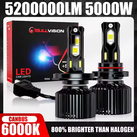 5000W H7 H4 Led Headlights CANBUS H11 H8 H9 9012 9006 9005 Turbo 5570 CSP Chips Car Bulbs With Fan 6
