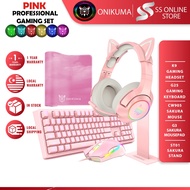 ONIKUMA Pink Series G25 + CW905 Gaming Keyboard & Mouse + K9 Cat Ear Gaming Headset + G3 Mousepad + 