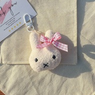 Cute Miffy Cartoon Keychain with Bow - Aesthetic Girly Bag Charm Bestie Matching Pendant