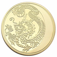 2B8Ready stock Russian Dragon Gold-Plated Commemorative Coin Collection Badge Gold Coin Zodiac Drago