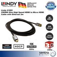 Lindy Cromo High Speed HDMI Cable with Ethernet HDMI 2.0 Super Thin A to D 2M - 41682
