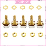 NAV 5pcs A500K Potentiometer Splined  Electric Guitar Bass Effect Amp Tone Volume