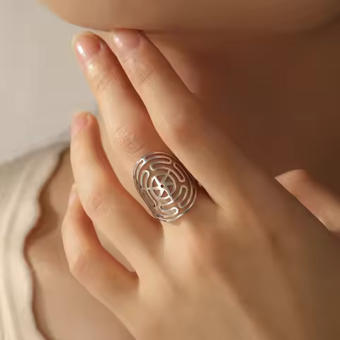 LIKGREAT Hollow Hecate's Wheel Ring for Women Triple Goddess Pagan Jewelry Stainless Steel Witchcraf