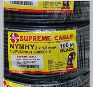 SUPREME Kabel Listrik NYYHY / NYMHY Hitam Serabut 2x15 2 x 15 2x1.5 2 x 1.5 mm