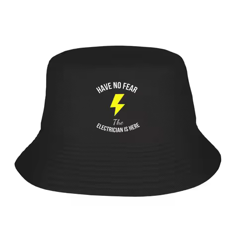 Have No Fear The Electrician Is Here Funny Job Bucket Hat Panama Bob Hats Outdoor For Summer Beach F