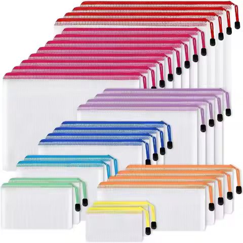 A3 A4 A5 A6 Plastic Folder File Envelope Stationery Storage Waterproof Zipper PVC Organizer Bag Docu