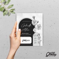 [50 pcs] Kartu Undangan Pernikahan Glossy Bw - Undangan Nikah Mewah BW - Elegant Invitation BW