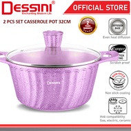 DESSINI ITALY iLT-32 Granite Die Cast Aluminium Non Stick Casserole Pot Bowl Deep Fry Pan Cookware T