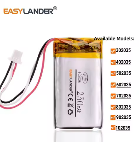 3.7V 250mAh 402035 Lithium Polymer Rechargeable Battery JST 1.0mm-3pin 302035 502035 602035 702035 8