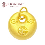 FOOKDAY 999 足金祥云胖福吊坠 Gold 999 Fat Fu Pendant Emas 999 Loket Fu Beg Bajet Hadiah