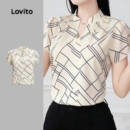 Lovito Elegant Blouse Leisure Commute Texture Spring/summer Apricot Blouse for Women LK6ED603 Lovito