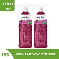 Mogu Mogu Grape Juice with Nata de Coco, 1Liter Set of 2