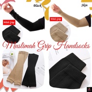 Qstar GRIP Long Handsock Muslimah / Cuff Handsock (Black / Skin)