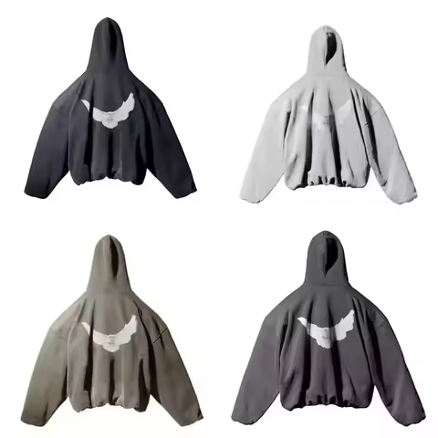 Dove Print Kanye West Hooded Hoodie Men Women Streetwear Sweatshirts High Quality Season 6 Loose Hea