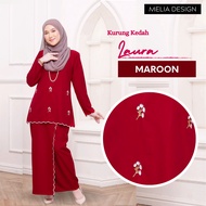 By Melia Design Baju Hot Raya 2024 Kurung laura kedah Sulam biku cotton Murah perempuan Sedondon Mak