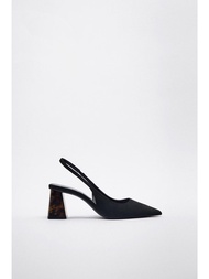 NEW original ZARAˉ Kq Autumn New Womens Shoes Black Dew Heel Thick Heel French Temperament High Heel