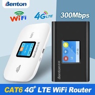 Benton CAT6 4G+ LTE WiFi Router Portable WiFi Hotspot 300Mbps Unlocked Pocket MiFi Router Mobile Rou