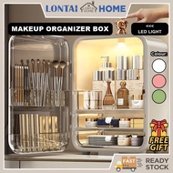 LONTAI Cosmetic Storage Makeup Box with Light & Mirror | Dustproof Cosmetic Organizer Storage Box