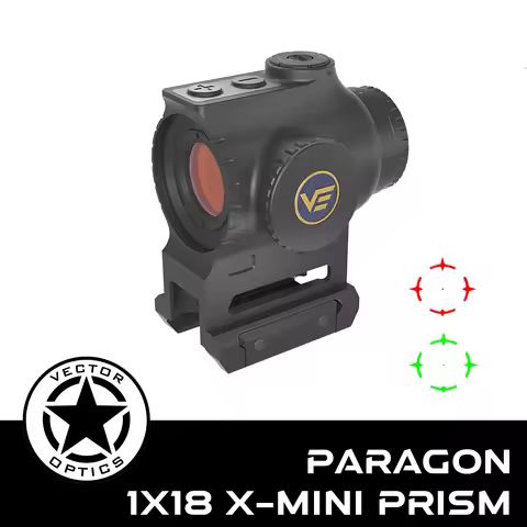 Vector Optics Paragon 1x18 Prism Scope | 15.1° Wide FOV & Eye Relief | 8-Gear Red & Green Illuminate