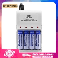 Cute_ AA/AAA Rechargeable Battery Anti-oxidation High Capacity Large Battery Capacity Smart Battery Charger Set for Toys