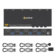8K@60Hz 4K@144Hz HDMI Displayport KVM Switch 4 PC 2 monitors ,USB 3.0 KVM Switch for keyboard, mouse