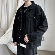 1212Hitam Denim Jaket Pendek Lelaki Jeans Jaket Kot Kasual Windbreaker Poket Pakaian Pengebom Streetwear Lelaki Pakaian Outwear