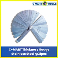C-MART Thickness Gauge Stainless Steel 31pcs Feeler Filler Gauge Set