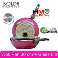 Bolde Super Pan Wok 30CM + Glass Lid Granite Blackpink Panci Wajan Granit 30 CM Tutup Kaca Anti Lengket