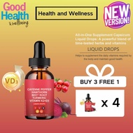 Cayenne Pepper Hawthorn Beet Root Turmeric Vitamin K2+D3 Liquid Drops 60ml