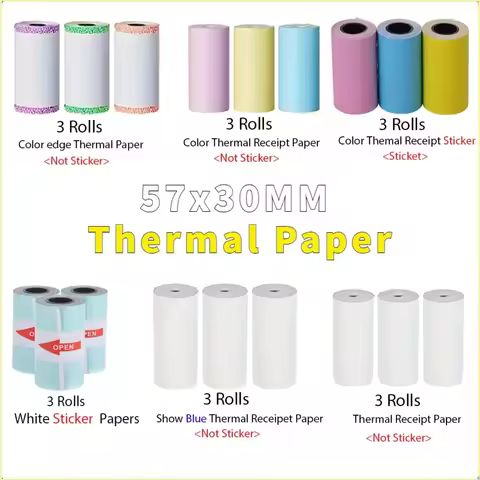 3 Roll Thermal Mini Printer Paper Colorful Roll Self-Adhesive Printable Sticker Compatible with P1 P