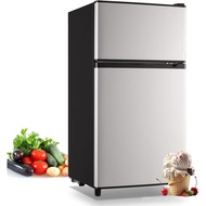 WANAI Compact Refrigerator 3.5 Cu.Ft Classic Retro 2 Door Mini Fridge Adjustable Remove Glass Shelve