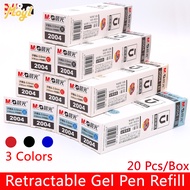 [Ready Stock] M&amp;G 20 Pcs Retractable Gel Pen Refill 0.5mm Black / Red / Blue Ink Bullet Tip Spring Type Push Pen Refill