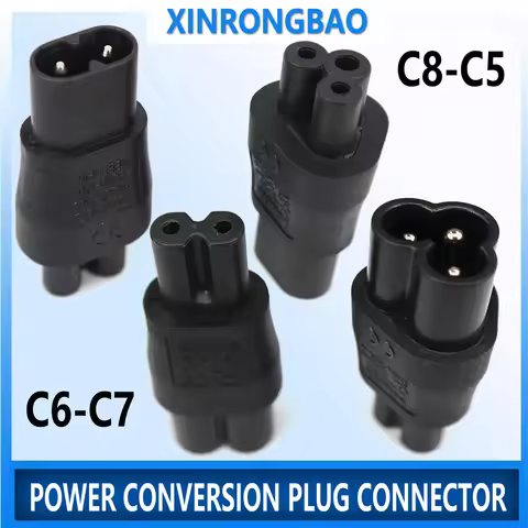 IEC 320 C5 to C8 adapter, IEC 320 C8 to C5 C6 TO C7 ,2-Pin C7 Para EC 3Pin Female to 2Pin Male femal