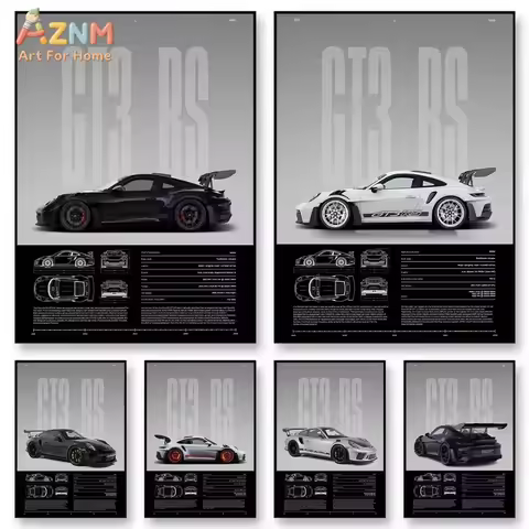 1PC ，Minimalist 911 GT3-RS 718 GT4 RS Hyper Car Sports Car Supercar Poster Canvas Painting Wall Art 